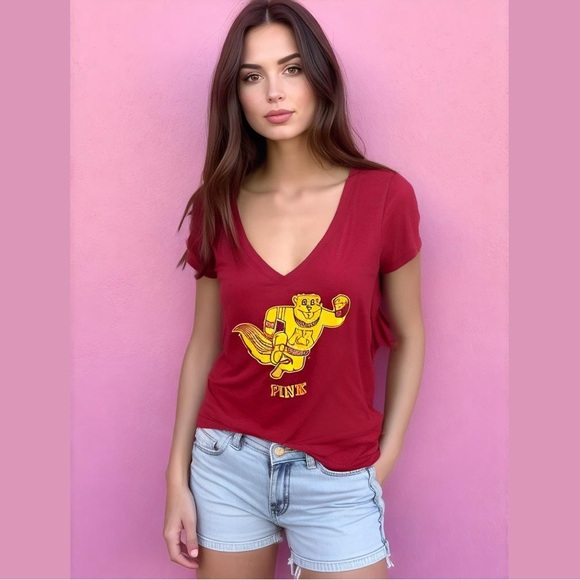 PINK Victoria's Secret Tops - VS PINK 5th & Ocean V-Neck T-Shirt - University of Minnesota - - Size S